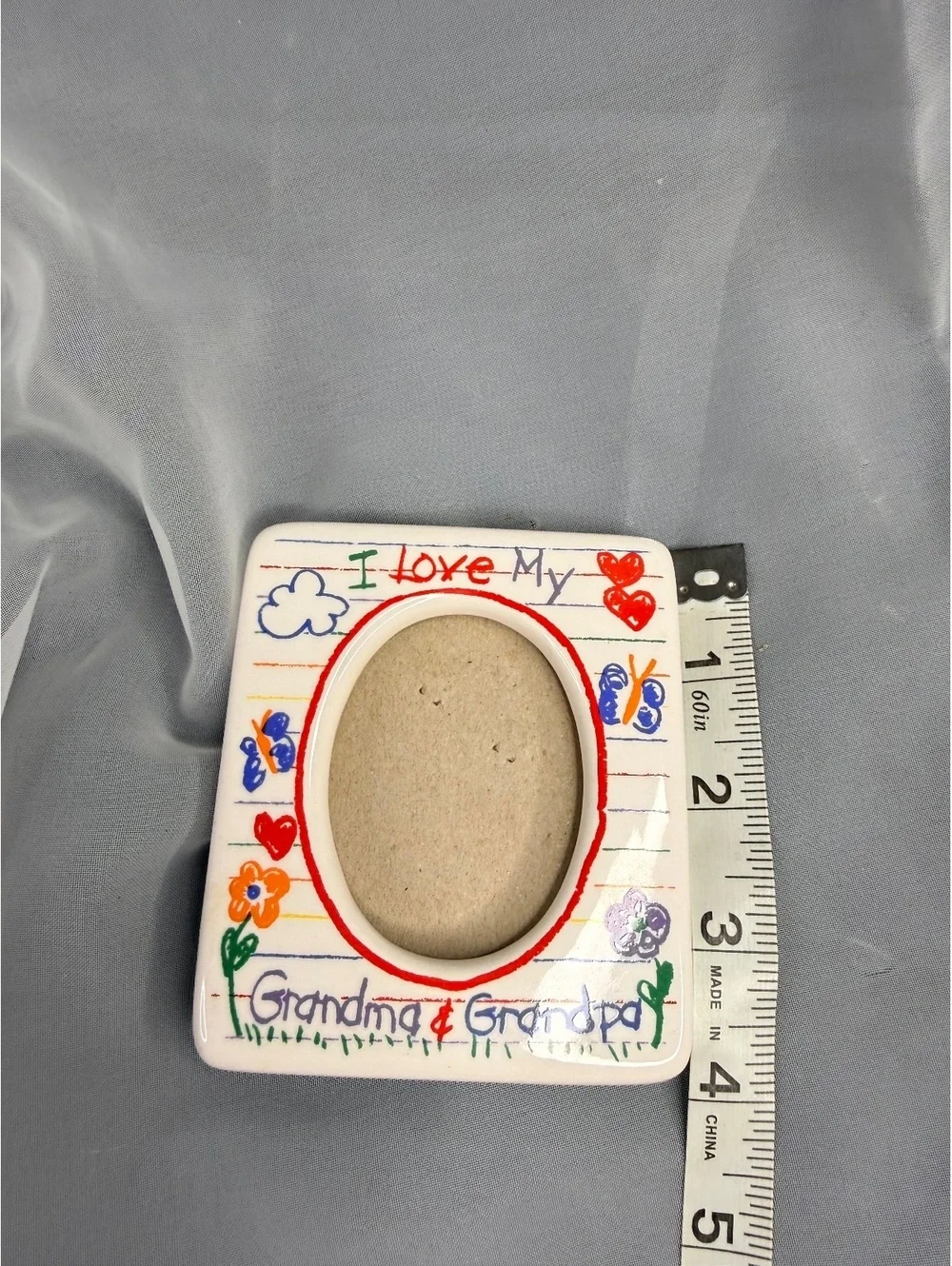 I Love My Grandma Grandpa Ceramic Photo Frame Papel Child Art 2x3